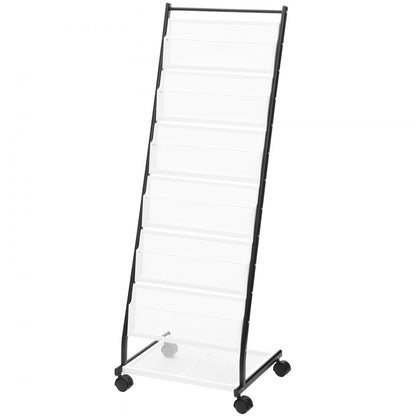 HS-Z18 - VEVOR 6-Tier Rolling Brochure Display Rack for A4 Magazines