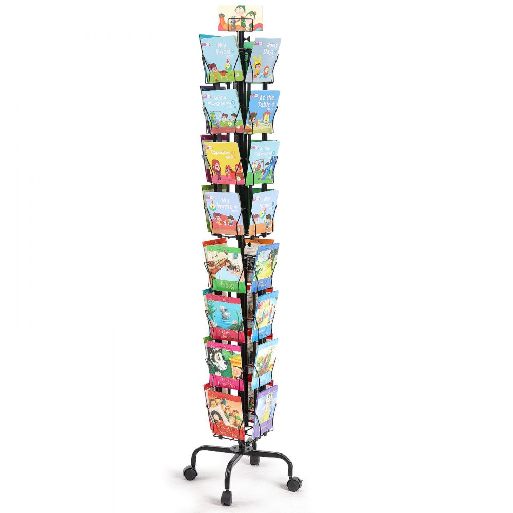 HS-Z26 - 32-Pocket Spinning Greeting Card Display Rack with Wheels