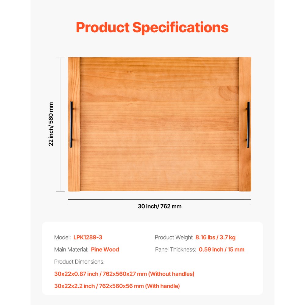 LPK1289-3 - 30x22" Pine Wood Noodle Board Stove Cover for Gas & Electric