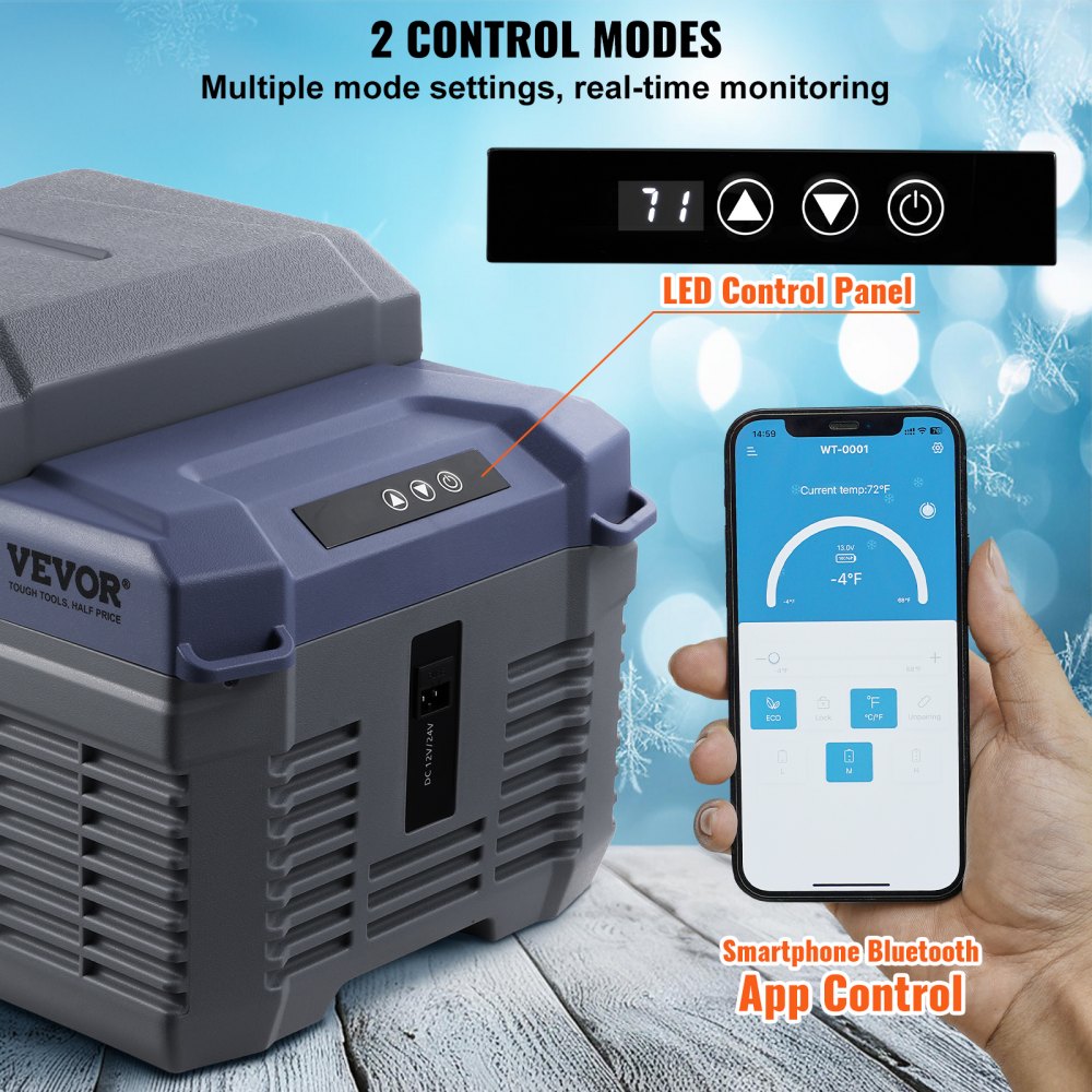 NL12 - 12L Portable Car Refrigerator with Compressor & Bluetooth Control