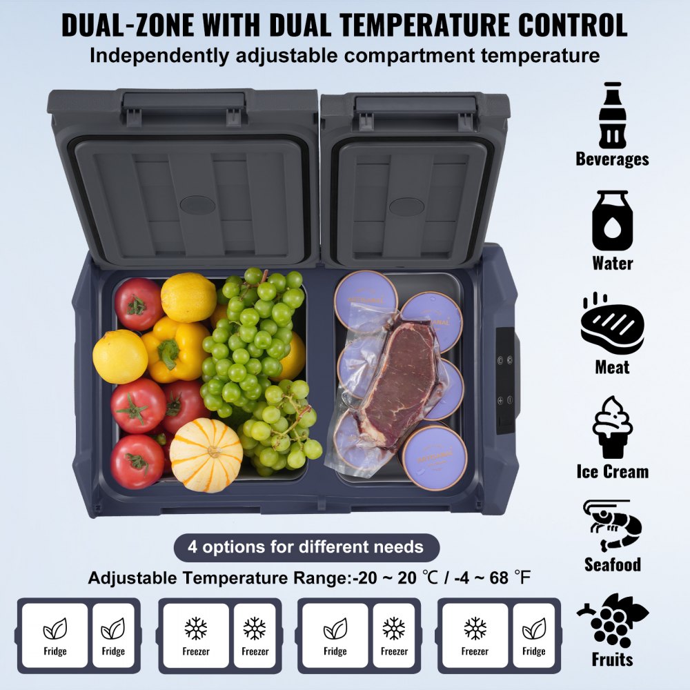 NLS35 - 25L Dual Zone Portable Car Fridge with Bluetooth Control