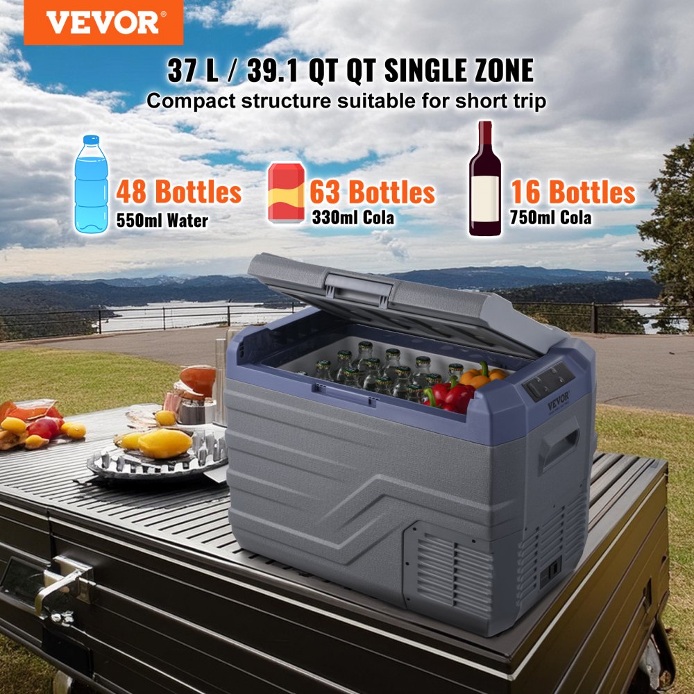 NL40 - 37L Portable Car Fridge with Bluetooth Control & Energy Efficiency