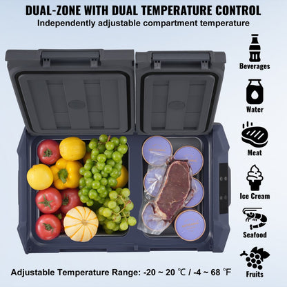 NLD55 - 40L Dual-Zone Portable Car Refrigerator with Bluetooth & -20°C Cooling