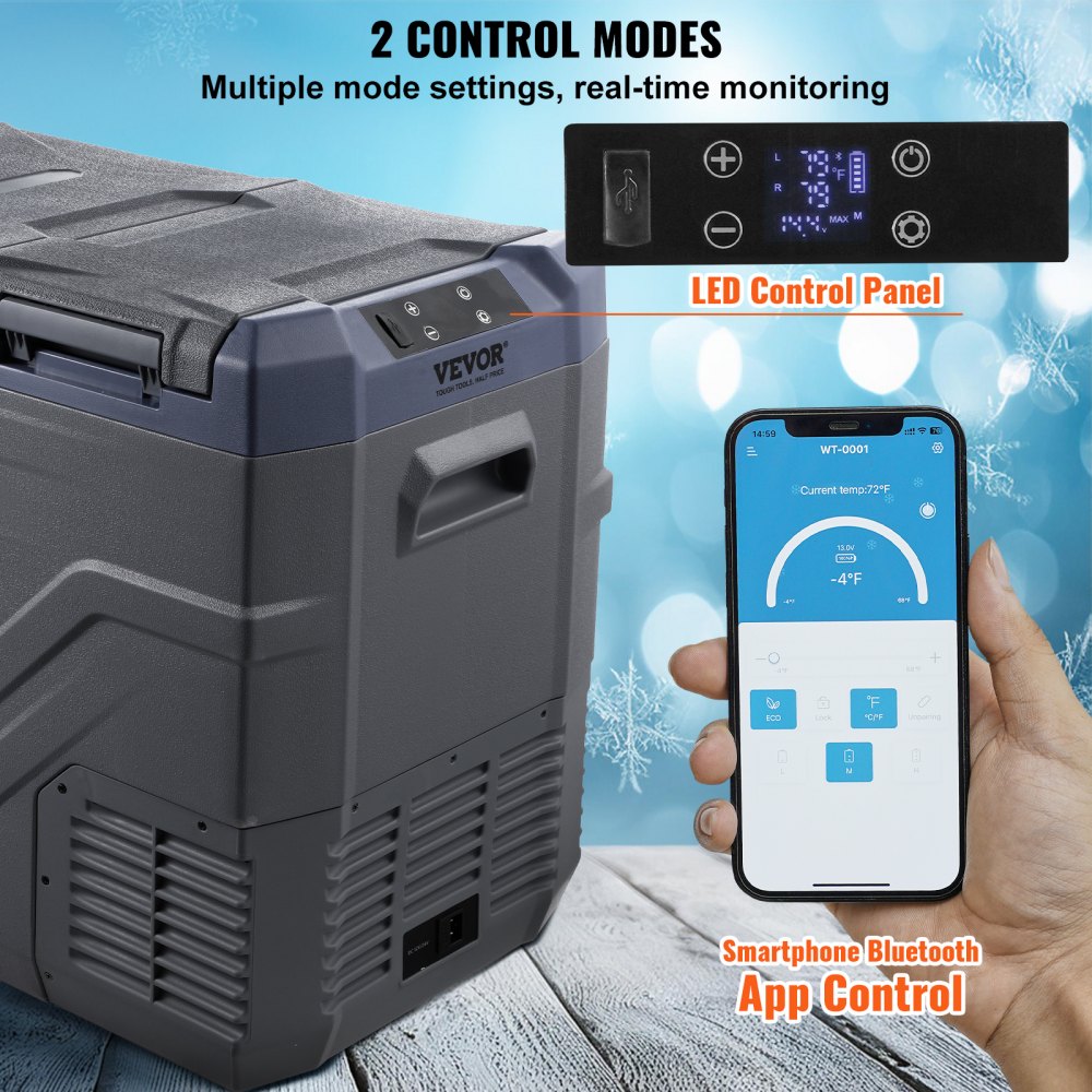 NLD55 - 40L Dual-Zone Portable Car Refrigerator with Bluetooth & -20°C Cooling