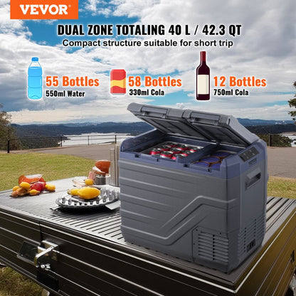 NLS55 - 40L Dual Zone Portable Car Freezer with Bluetooth Control