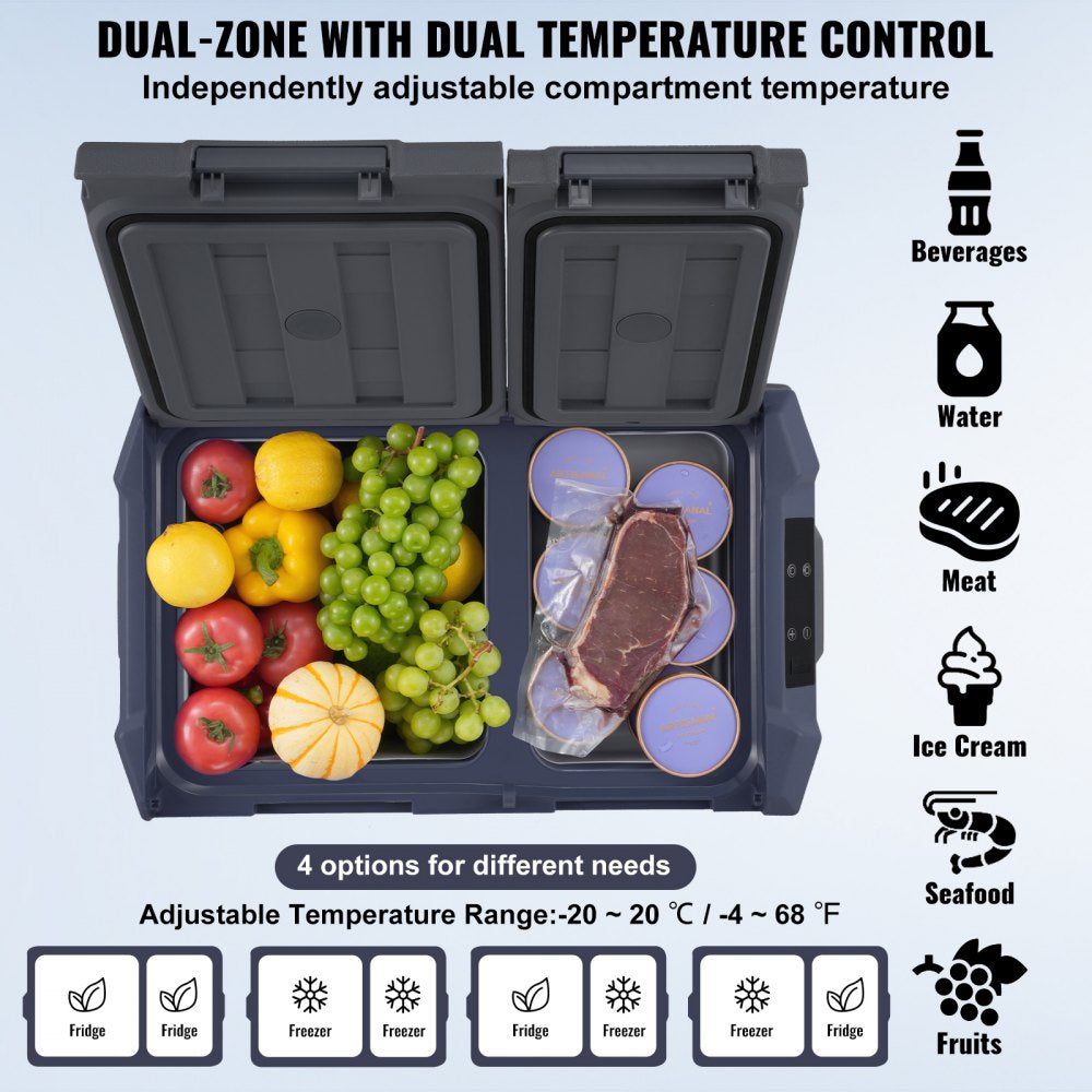 NLS55 - 40L Dual Zone Portable Car Freezer with Bluetooth Control