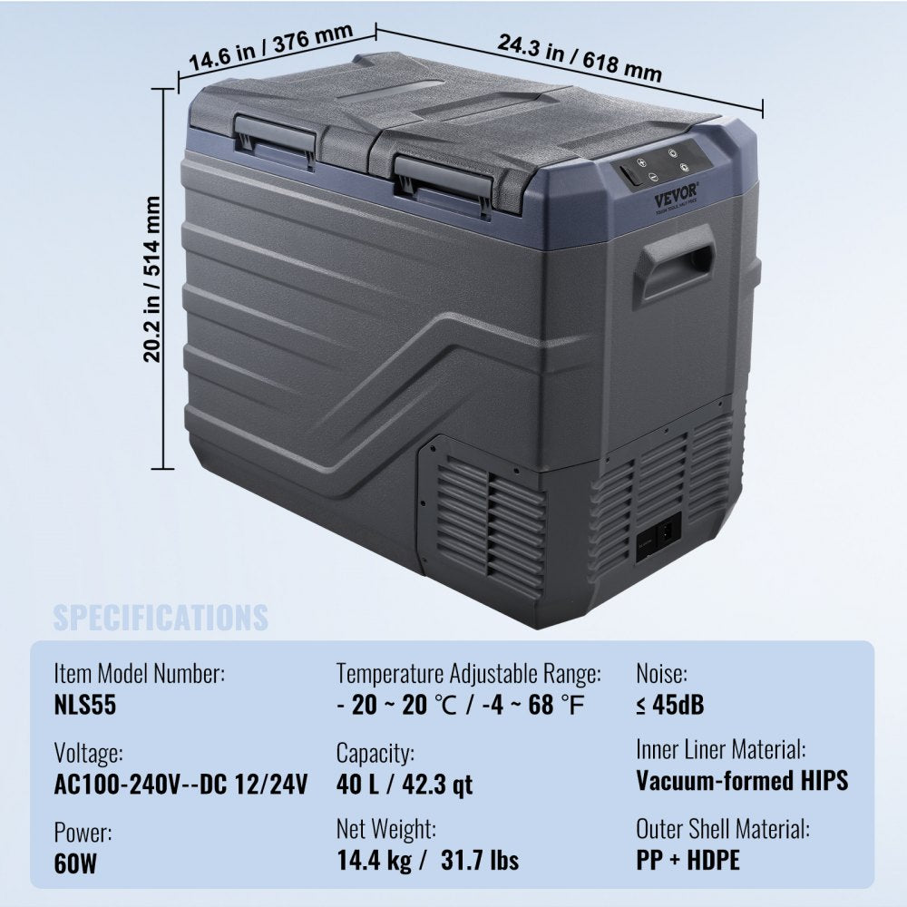 NLS55 - 40L Dual Zone Portable Car Freezer with Bluetooth Control