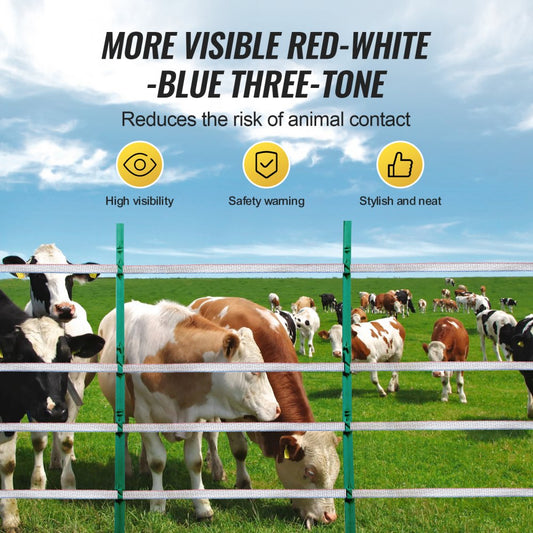 HTSS6 - 1640ft Heavy-Duty Electric Fence Tape for Livestock Safety