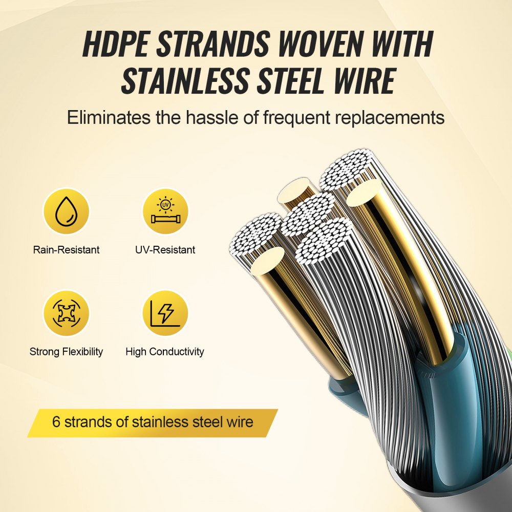 HTSS2 - 1640ft High-Visibility Electric Fence Wire for Livestock Protection