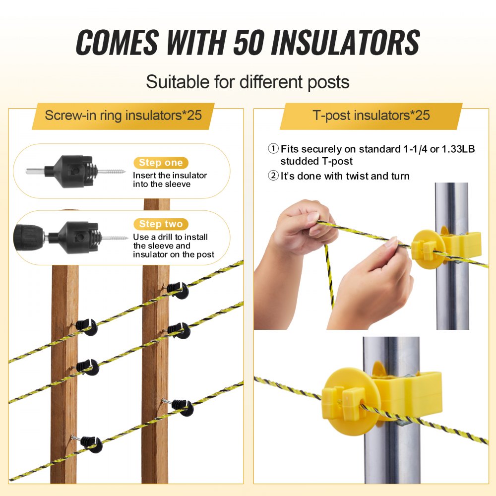 HTSS2 - 1640ft High-Visibility Electric Fence Wire for Livestock Protection