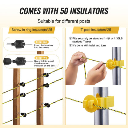 HTSS2 - 1640ft High-Visibility Electric Fence Wire for Livestock Protection