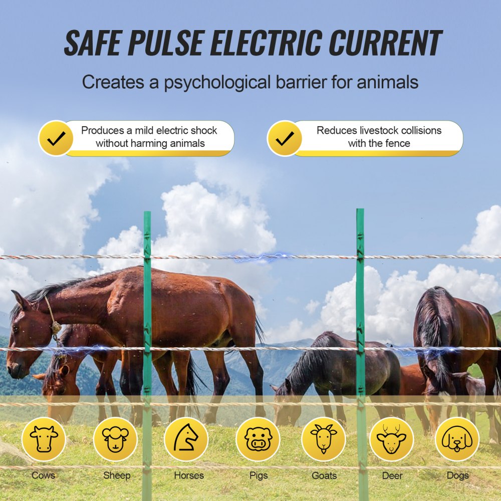 HTSS3 - 2625ft Portable Electric Fence Wire for Livestock Safety