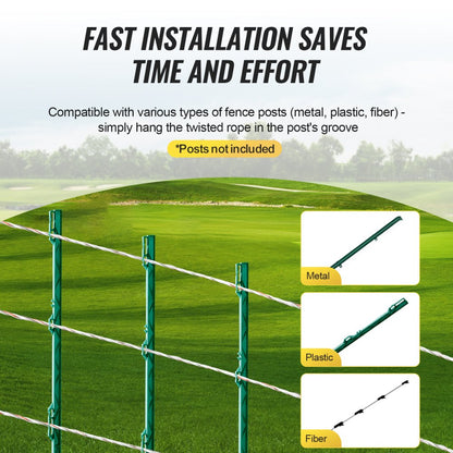 HTSS3 - 2625ft Portable Electric Fence Wire for Livestock Safety