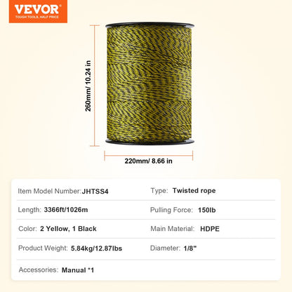 HTSS4 - 3366ft UV Resistant Electric Fence Wire for Livestock Protection