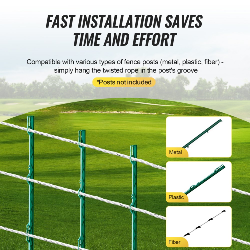 HTSS5 - 656ft High-Visibility Electric Fencing Wire for Livestock Safety