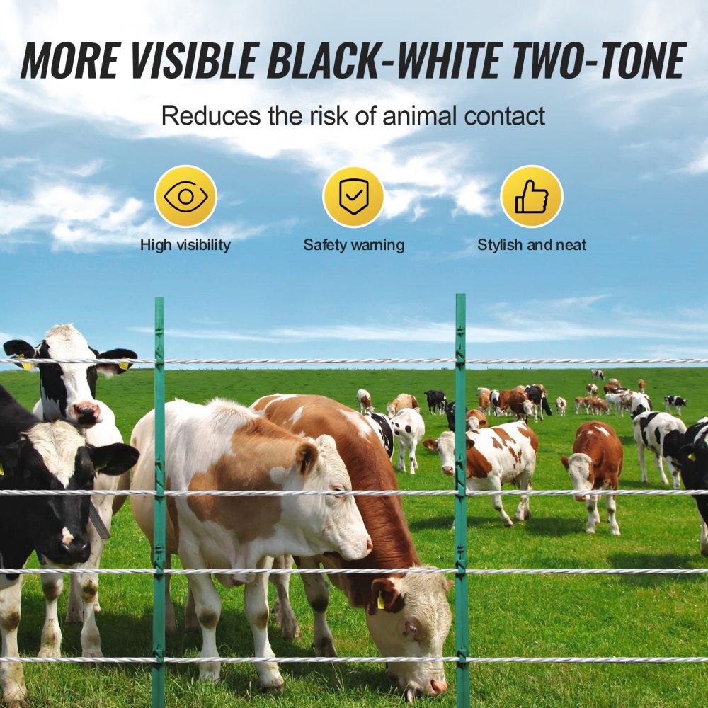 HTSS5 - 656ft High-Visibility Electric Fencing Wire for Livestock Safety