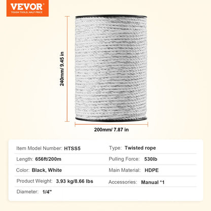 HTSS5 - 656ft High-Visibility Electric Fencing Wire for Livestock Safety