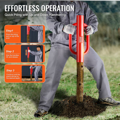 HXDZ-4 - 4.11" Heavy Duty Steel Pile Driver with Ergonomic Grip