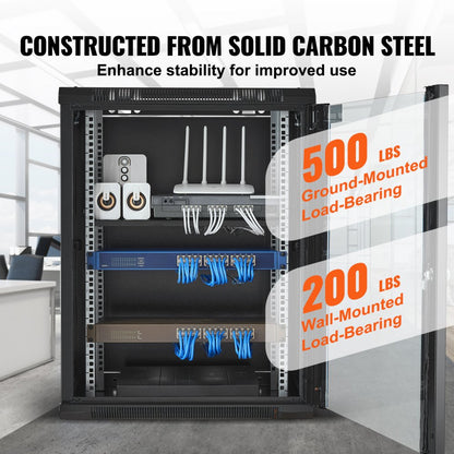 SPT-604-15 - Heavy-Duty 18'' Wall-Mounted Network Cabinet with Glass Door