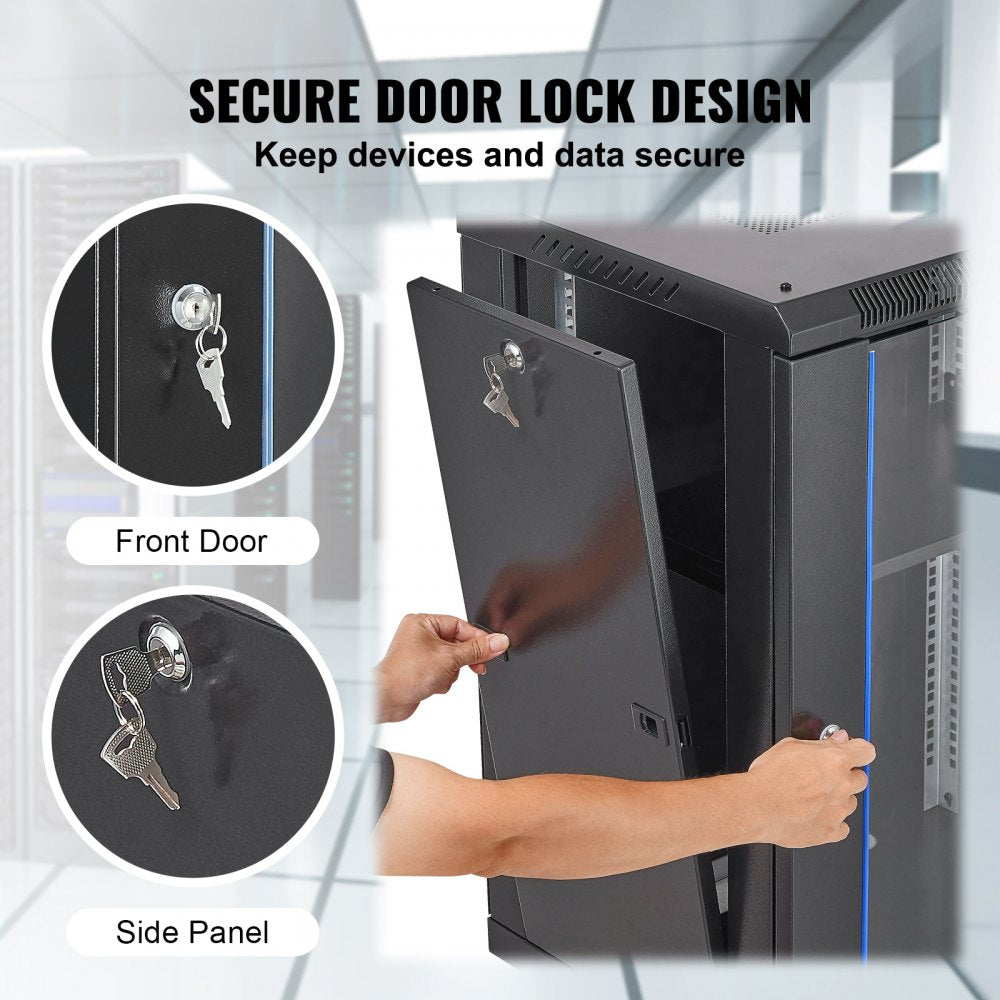 SPT-604-15 - Heavy-Duty 18'' Wall-Mounted Network Cabinet with Glass Door