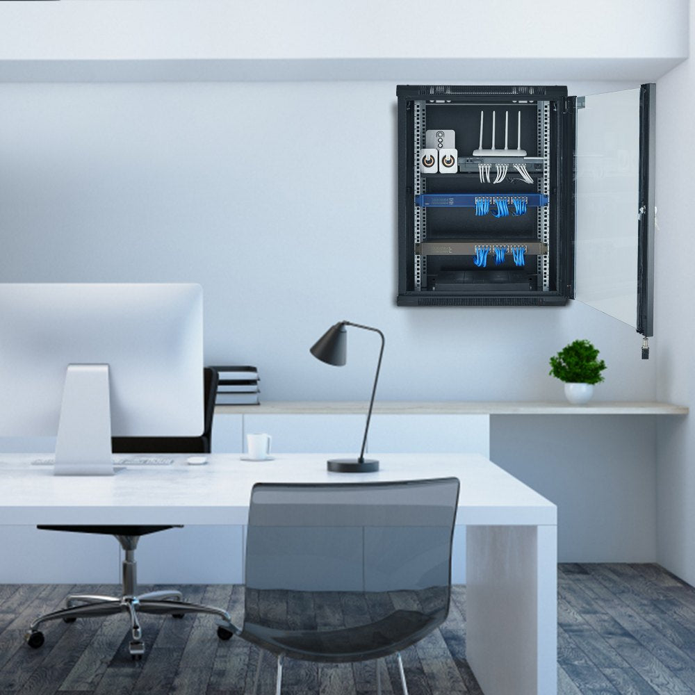 SPT-604-15 - Heavy-Duty 18'' Wall-Mounted Network Cabinet with Glass Door