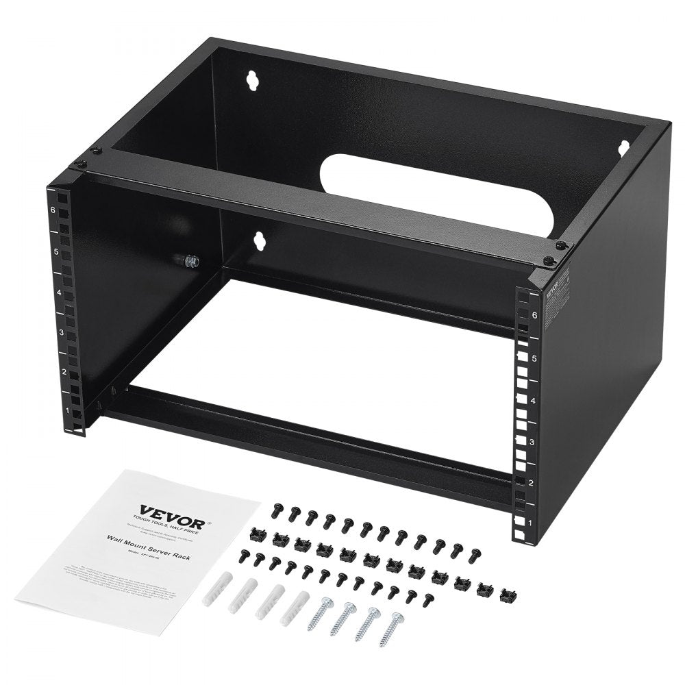 SPT-404-06 - 6U Wall Mount Rack - Durable Carbon Steel, 19.7 x 14 x 10.6 in