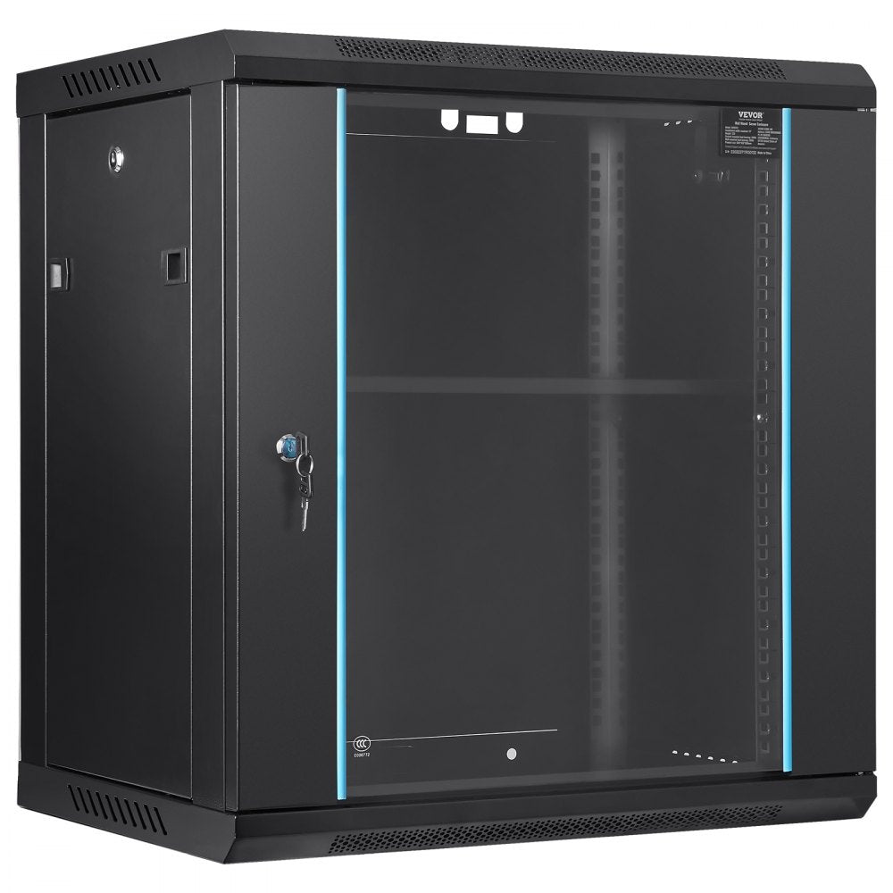 W26412 - Secure 12U Network Cabinet, 15.5" Depth, 100 lbs Capacity