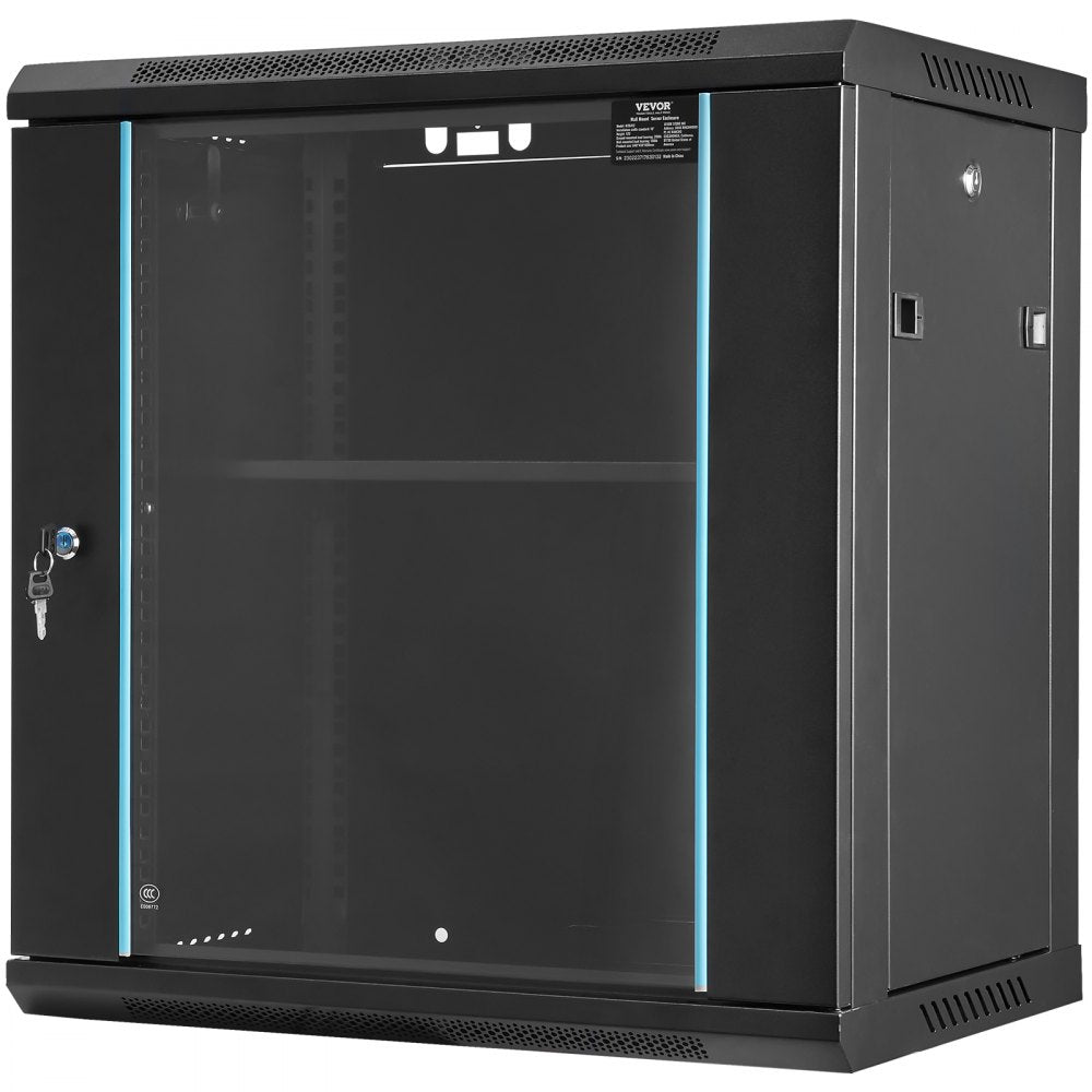 W26412 - Secure 12U Network Cabinet, 15.5" Depth, 100 lbs Capacity