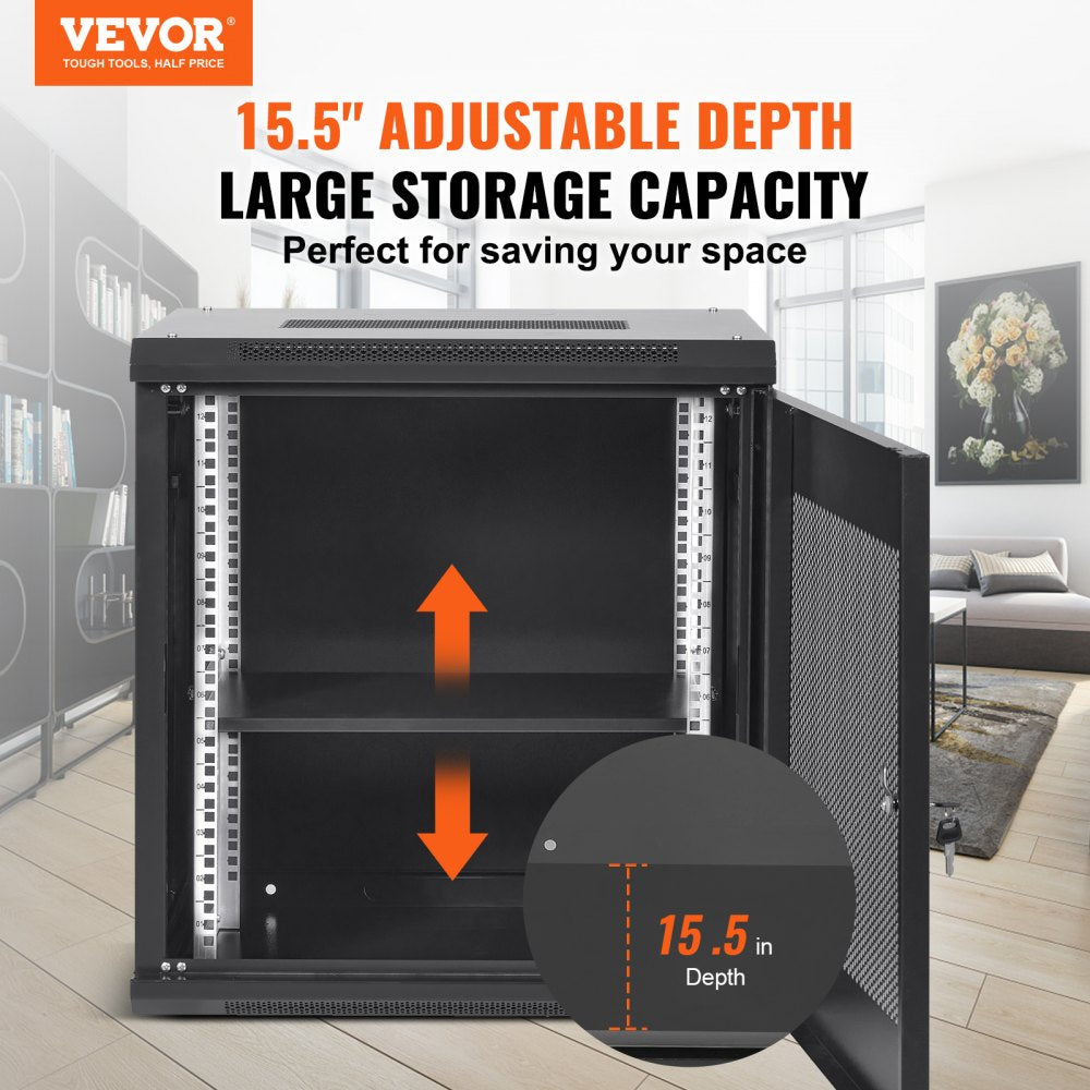 W36412 - 12U Wall Mount Server Cabinet, 15.5" Deep, 200 lbs Capacity