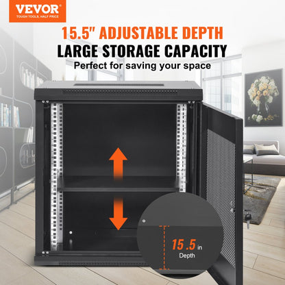 W36412 - 12U Wall Mount Server Cabinet, 15.5" Deep, 200 lbs Capacity