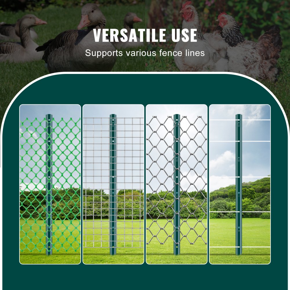 10-3ft - Heavy-Duty Q235 Steel Fence Post for Garden & Farm