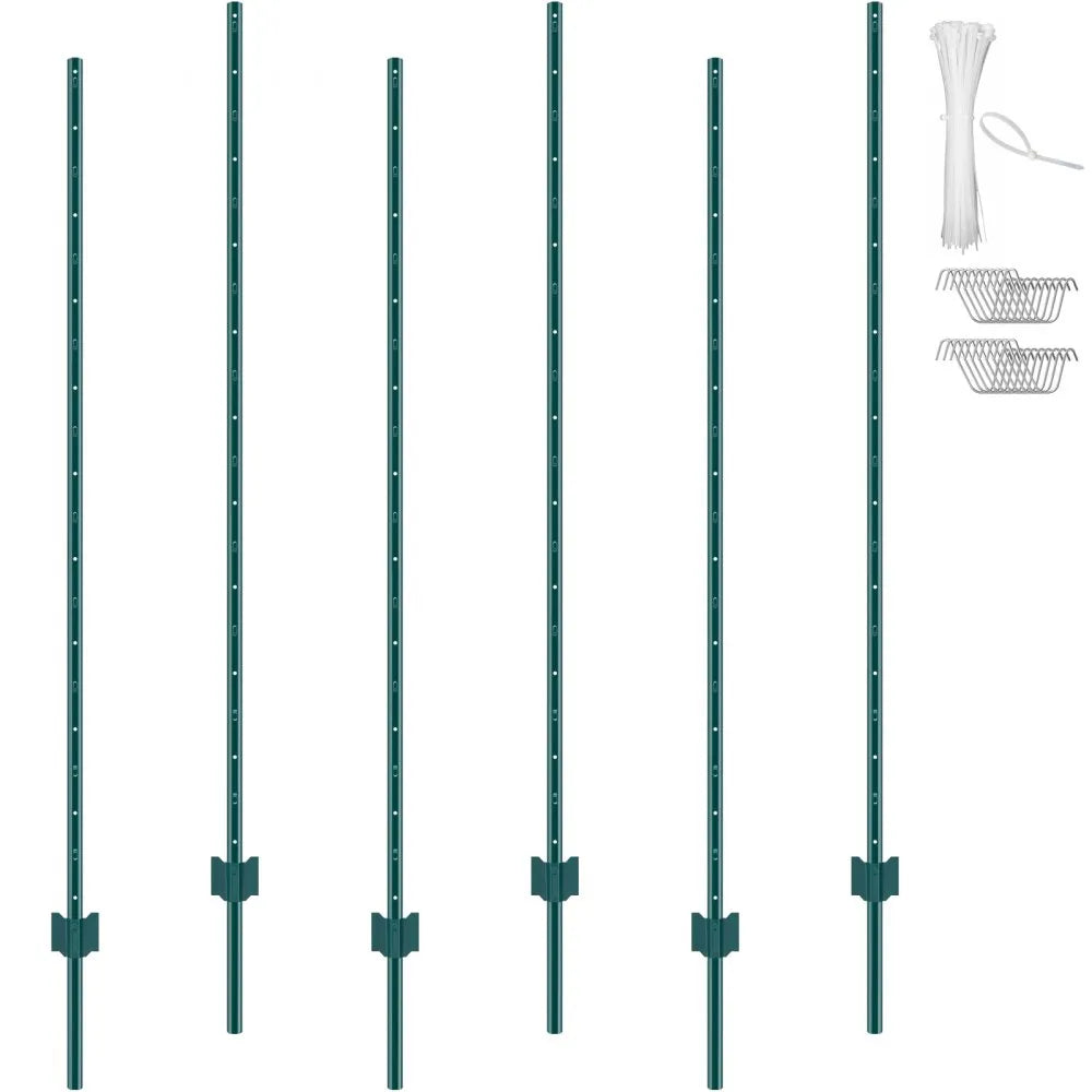 6-6ft - Durable 2mm Thick Steel Fence Posts for Gardens & Farms