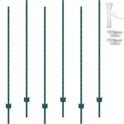 6-6ft - Durable 2mm Thick Steel Fence Posts for Gardens & Farms
