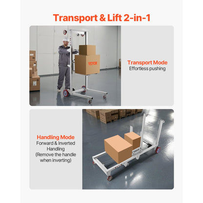 QGHNEIV0 - 551 lbs Manual Winch Stacker with Adjustable Forks, 70 in Lift