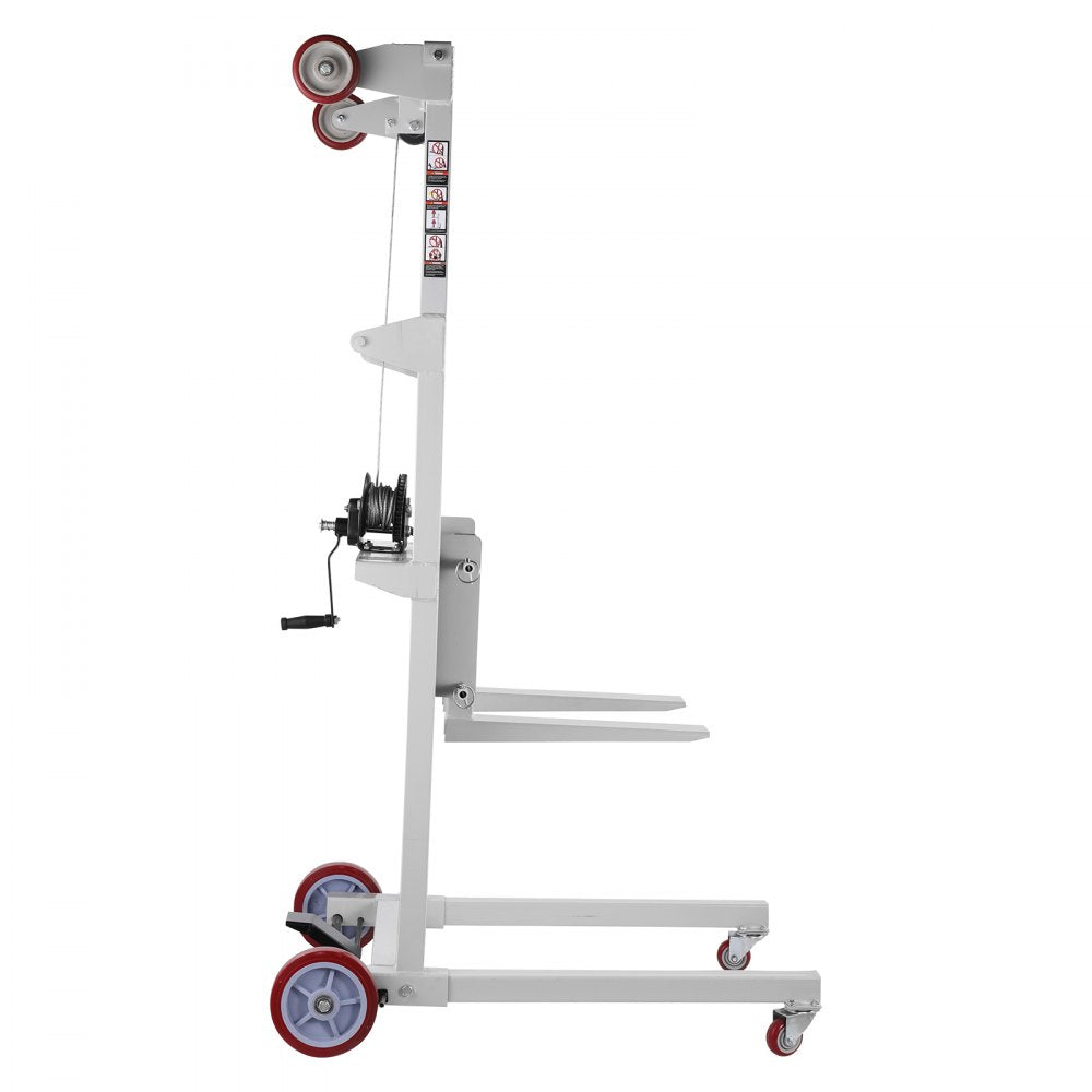 QGHNEIV0 - 551 lbs Manual Winch Stacker with Adjustable Forks, 70 in Lift