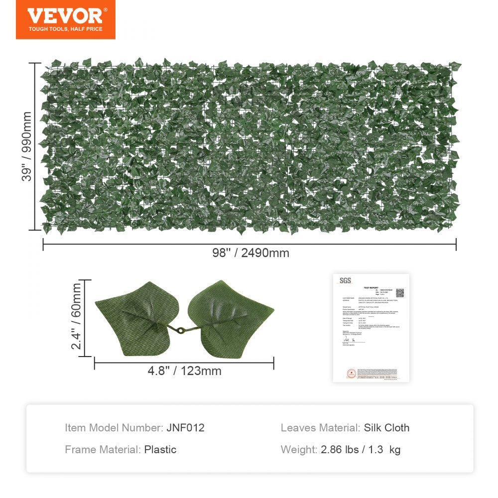 JNF012 - 39x98in VEVOR Artificial Ivy Privacy Fence for Outdoor Spaces