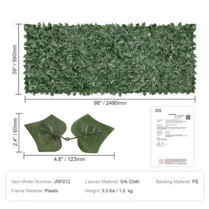 JNF012 - 39x98 Lifelike Faux Ivy Privacy Screen for Indoor/Outdoor Use