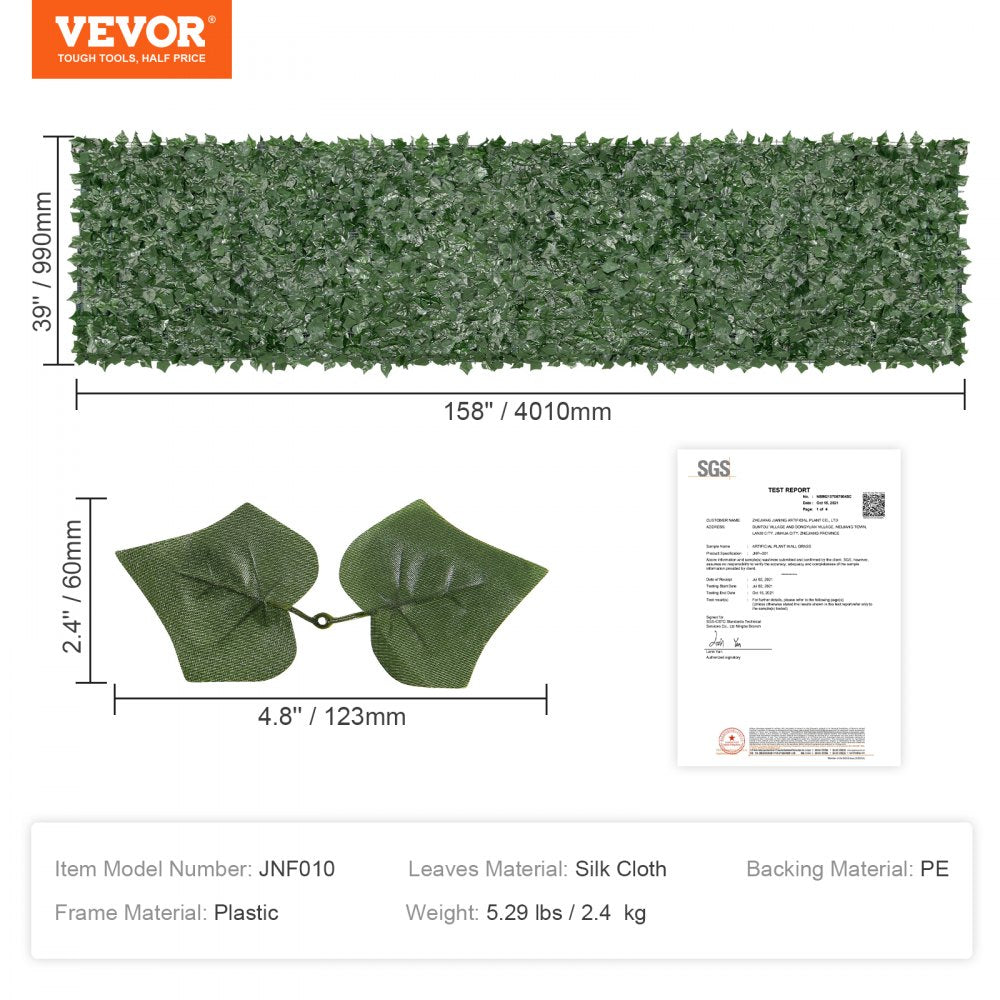 JNF010 - 39" x 158" VEVOR Ivy Privacy Fence for Outdoor Elegance