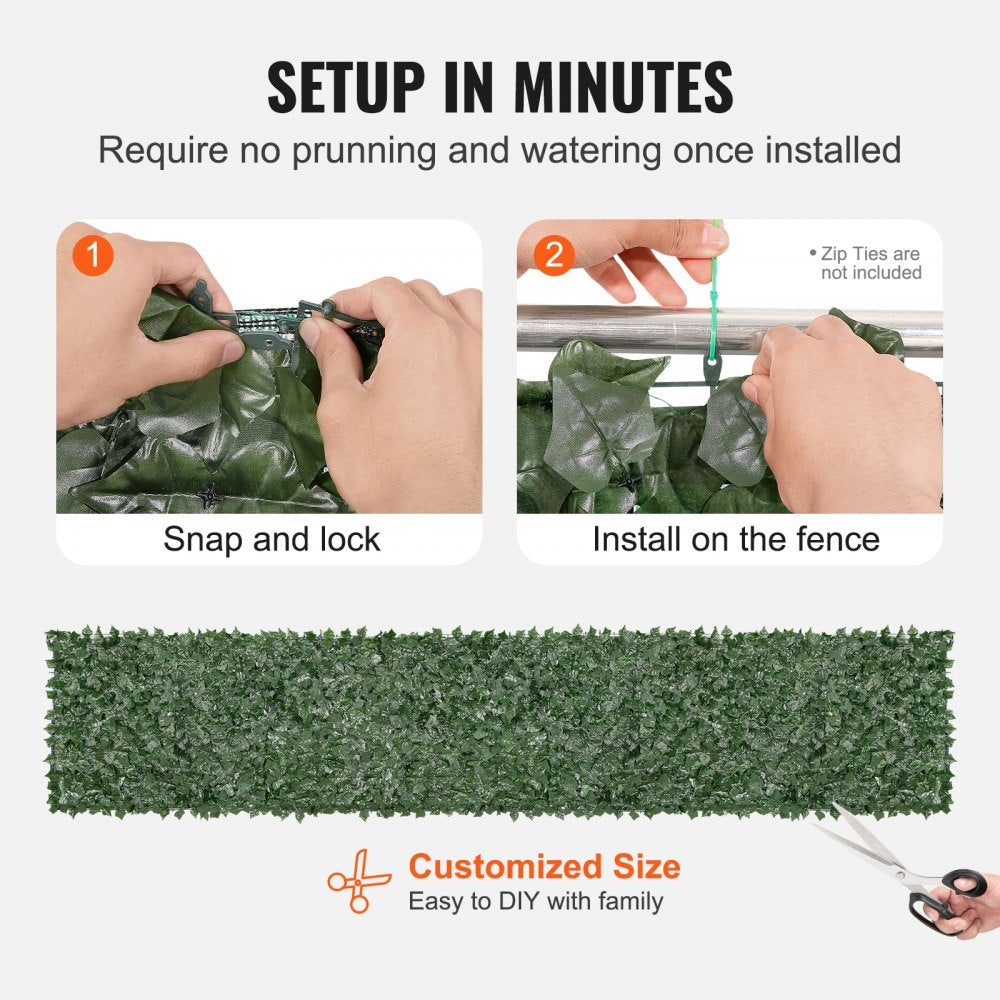 JNF009 - Durable Silk Ivy Privacy Fence Screen with Mesh Backing