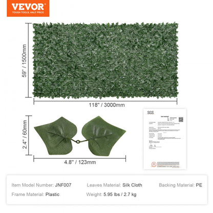 JNF007 - 59x118in Artificial Privacy Ivy Fence for Outdoor Seclusion