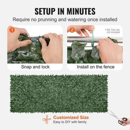 JNF006 - 59" x 158" Lifelike Green Ivy Privacy Fence Panels