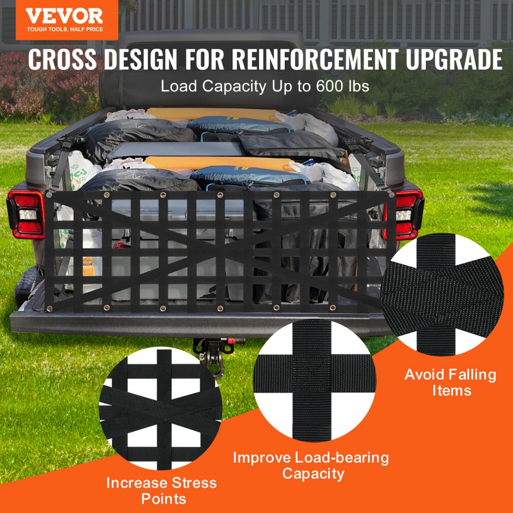 PPCN0054X - 54"x18" Adjustable Tailgate Net with 600 lbs Capacity