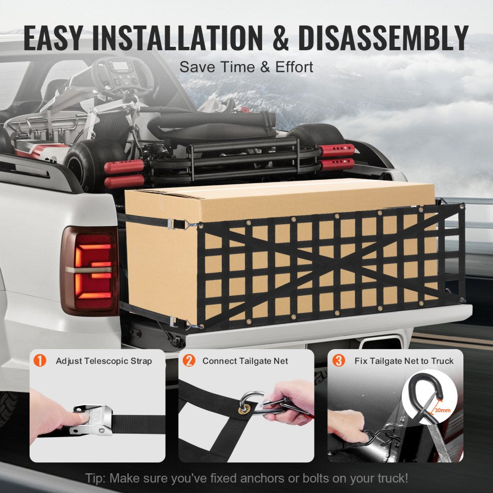 PPCN0054X - 54"x18" Adjustable Tailgate Net with 600 lbs Capacity