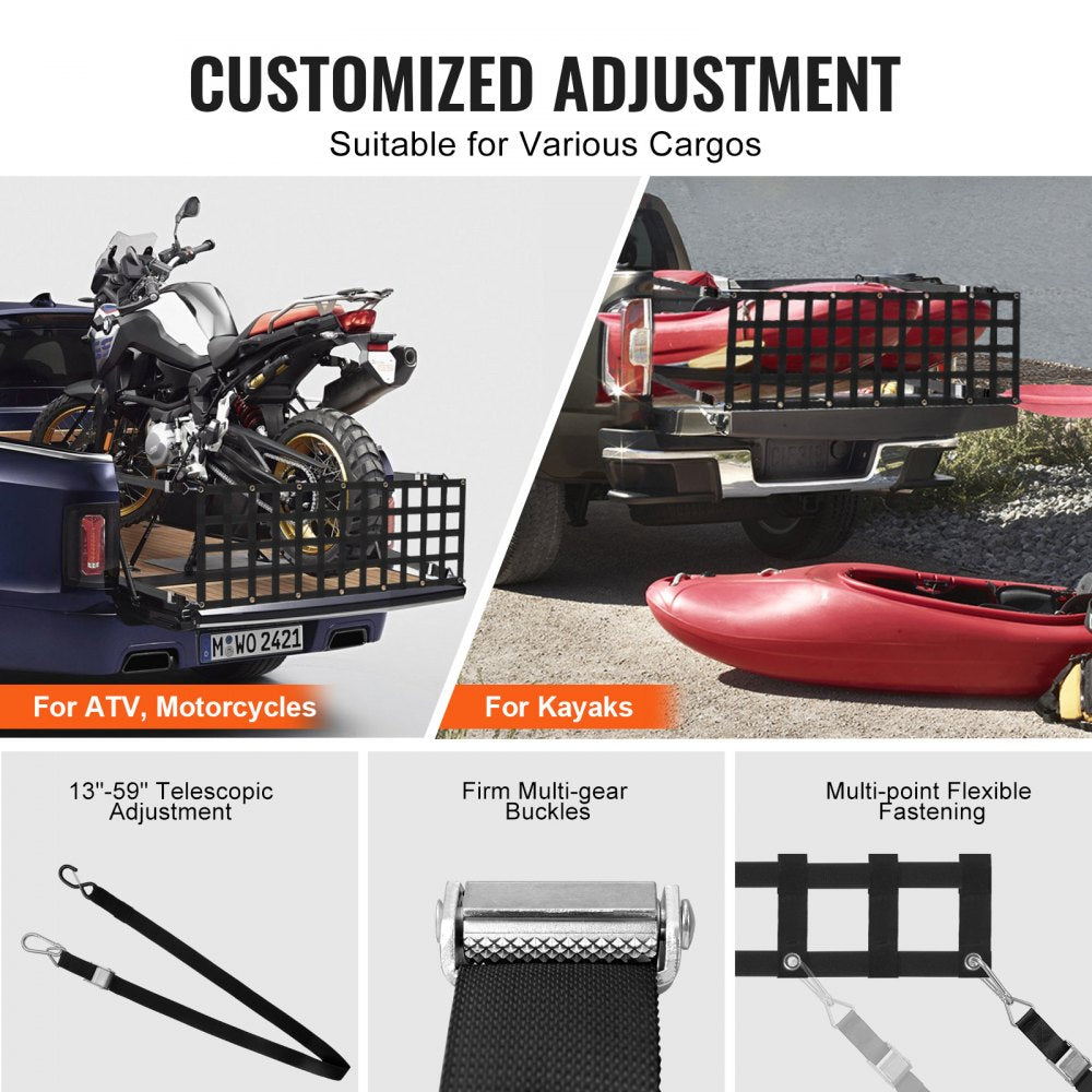 PPCN0060 - 60" Heavy-Duty Tailgate Net for Trucks, 600 lbs Capacity