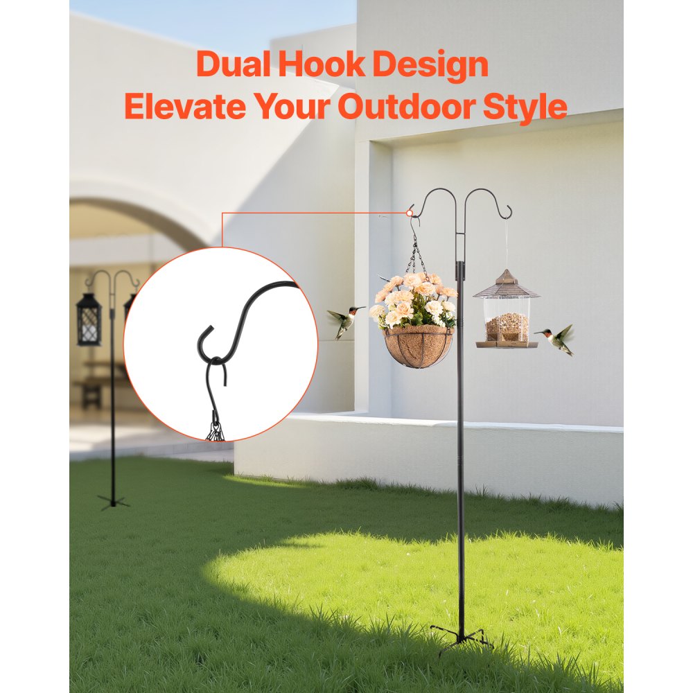 H002 - Adjustable 60" Heavy-Duty Steel Bird Feeder Pole with Stable Base