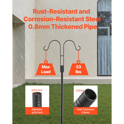 H002 - Adjustable 60" Heavy-Duty Steel Bird Feeder Pole with Stable Base