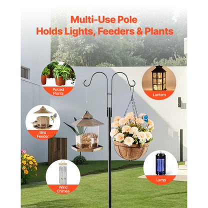 H002 - Adjustable 60" Heavy-Duty Steel Bird Feeder Pole with Stable Base