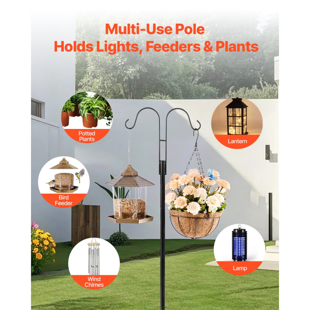H003 - 76-Inch Heavy-Duty Bird Feeder Pole, Rust-Resistant Steel