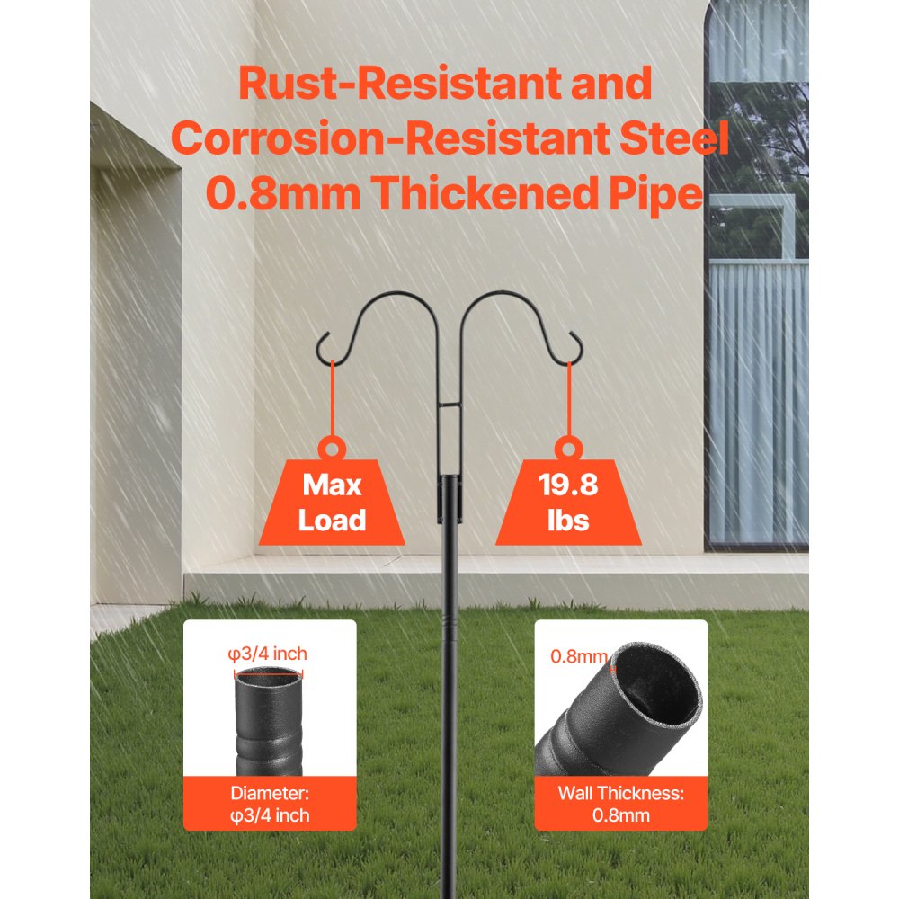 H004 - 92" Sturdy Steel Bird Feeder Pole for Outdoor Decor