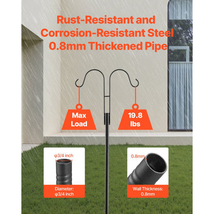 H004 - 92" Sturdy Steel Bird Feeder Pole for Outdoor Decor